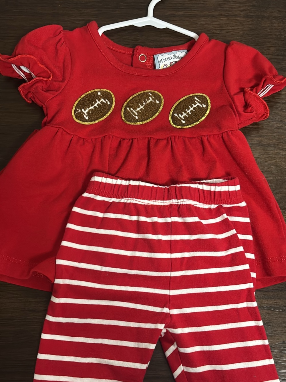 Kids Red Football Appliqué Matching Set